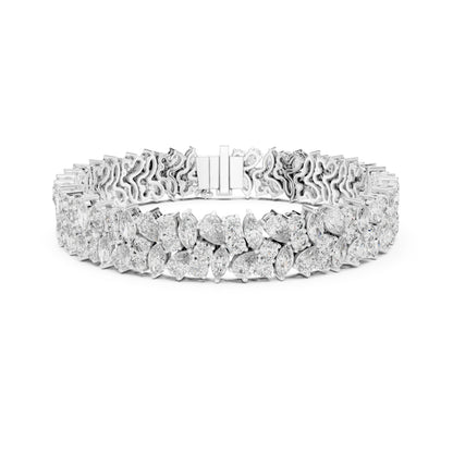 15.48Ct Round, Pear and Marquise Cut Top Grade Lab Grown Diamond Unique Prong Set Bridesmaid Tennis Bracelet - HIGHCARAT DIAMONDS