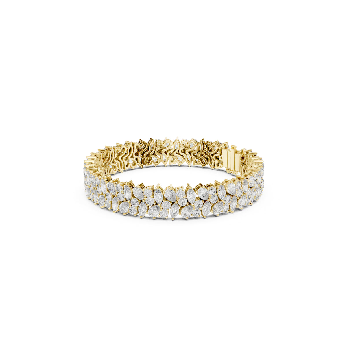 15.48Ct Round, Pear and Marquise Cut Top Grade Lab Grown Diamond Unique Prong Set Bridesmaid Tennis Bracelet - HIGHCARAT DIAMONDS