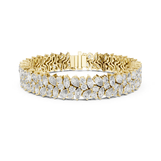 15.48Ct Round, Pear and Marquise Cut Top Grade Lab Grown Diamond Unique Prong Set Bridesmaid Tennis Bracelet - HIGHCARAT DIAMONDS