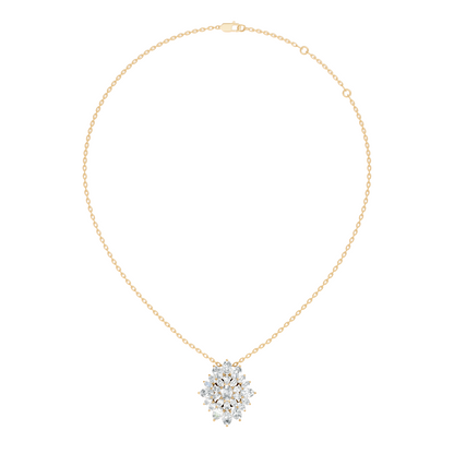 Lab Grown Diamond Sunburst Cluster Pendant 14K Rose Gold Timeless Floral Design Jewelry