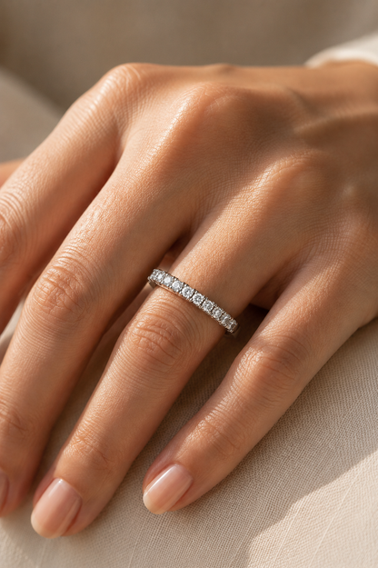 Labgrown Diamond Eternity Band Ring in 14K Solid Gold With Classic U-Prong Setting - HIGHCARAT DIAMONDS