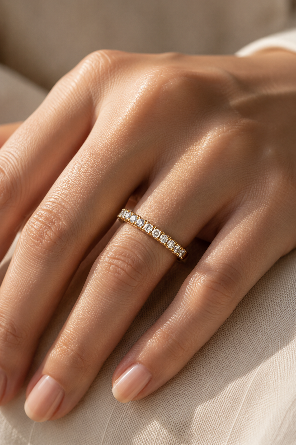 Labgrown Diamond Eternity Band Ring in 14K Solid Gold With Classic U-Prong Setting - HIGHCARAT DIAMONDS