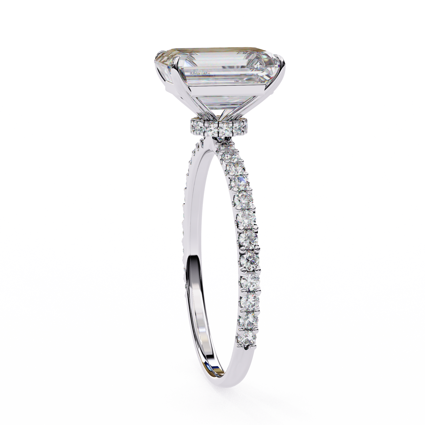 Lab Grown Emerald Cut Diamond Accent Ring