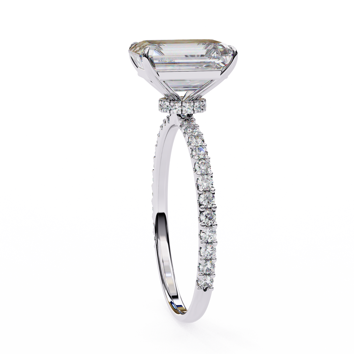 Lab Grown Emerald Cut Diamond Accent Ring - HIGHCARAT DIAMONDS