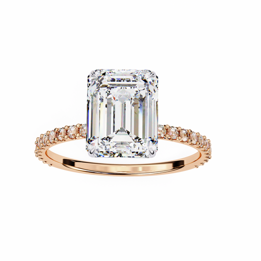 Lab Grown Emerald Cut Diamond Accent Ring - HIGHCARAT DIAMONDS