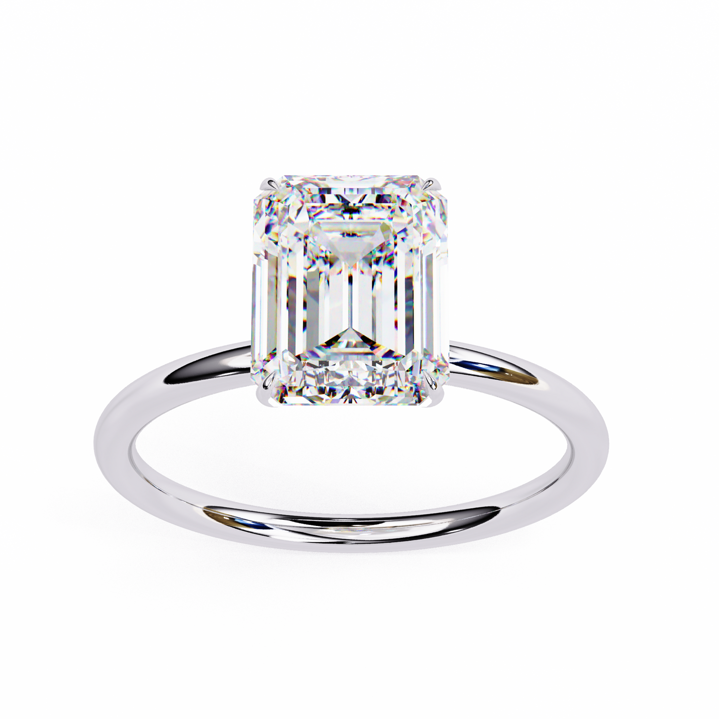Lab Grown Emerald Cut Diamond Solitaire Engagement Ring