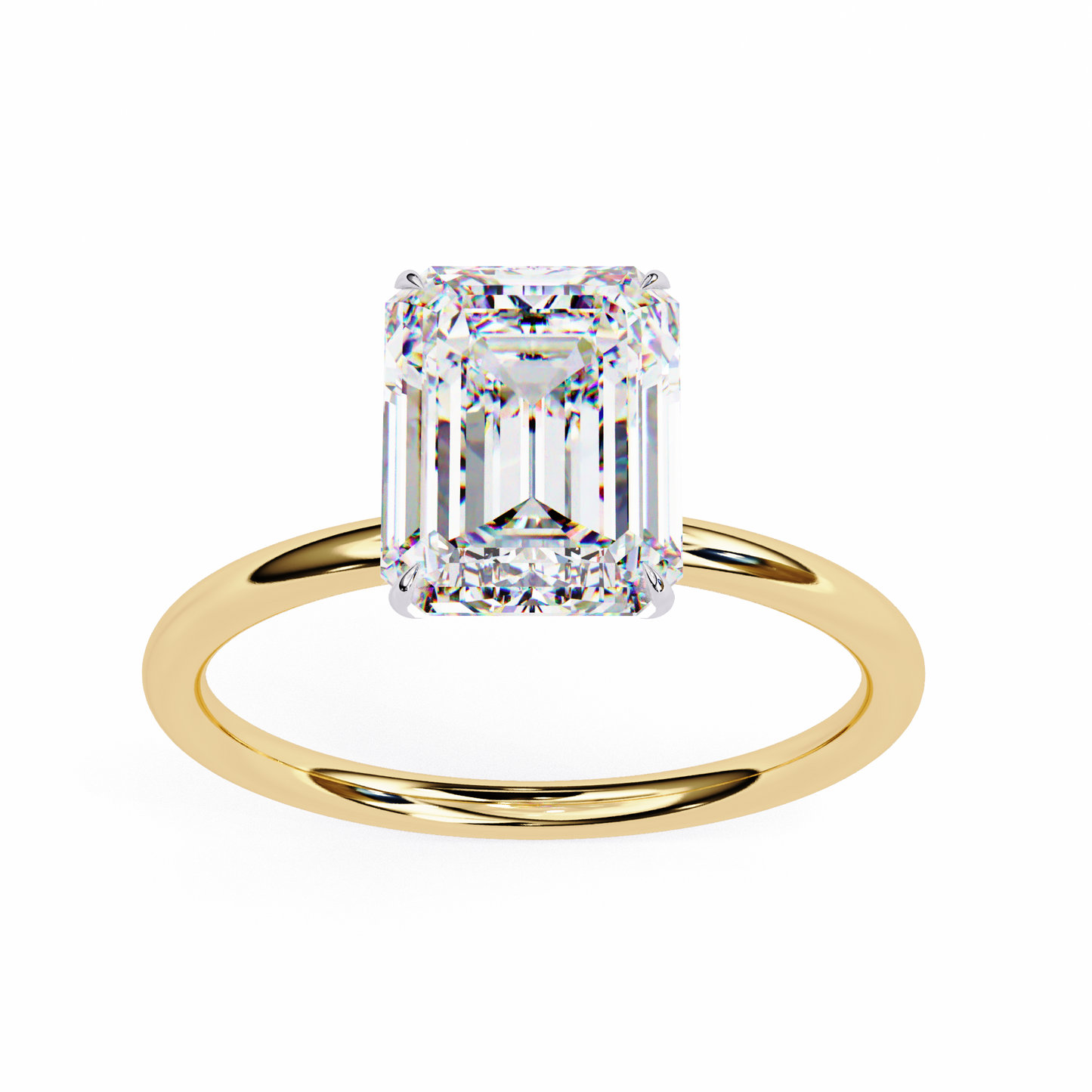 Lab Grown Emerald Cut Diamond Solitaire Engagement Ring