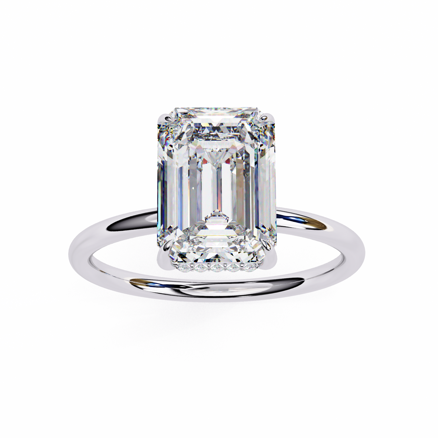 Lab Grown Emerald Cut Diamond Solitaire Ring