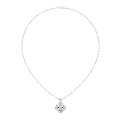 Vintage Labgrown Diamond Pendant with Emerald Cut Center & Pear Side Diamonds Gift For Her - HIGHCARAT DIAMONDS