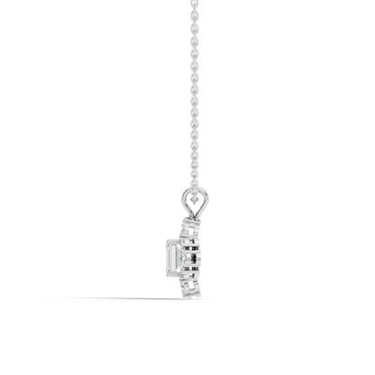 Vintage Labgrown Diamond Pendant with Emerald Cut Center & Pear Side Diamonds Gift For Her - HIGHCARAT DIAMONDS