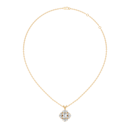 Vintage Labgrown Diamond Pendant with Emerald Cut Center & Pear Side Diamonds Gift For Her - HIGHCARAT DIAMONDS