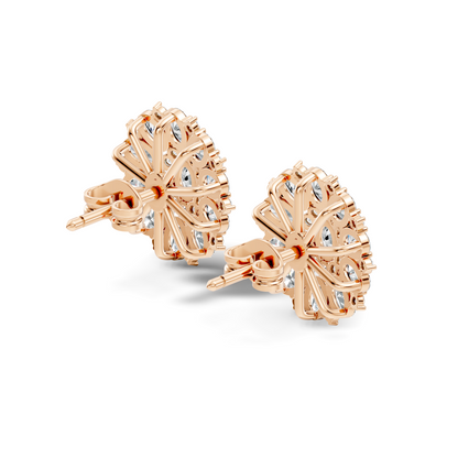 Round & Oval Cut Sparkling Diamond Cluster Earrings For Women In 14K Solid White Gold Earring - HIGHCARAT DIAMONDS