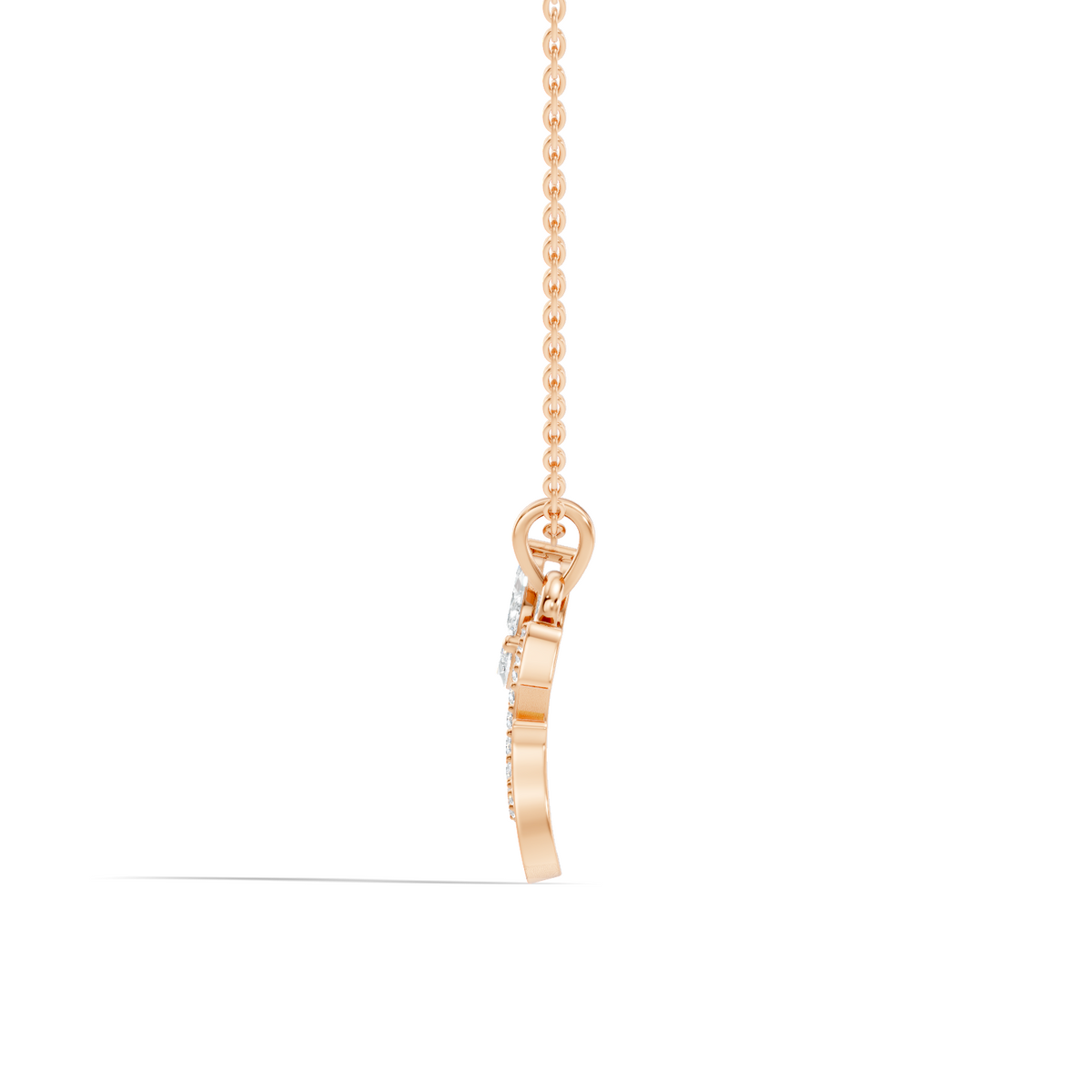 14K Solid Gold Marquise and Round Cut Diamond G Alphabet Pendant For Her - HIGHCARAT DIAMONDS