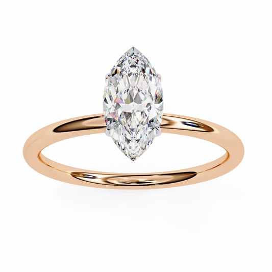 Lab Grown Marquise Cut Diamond prong set Solitaire Ring - HIGHCARAT DIAMONDS