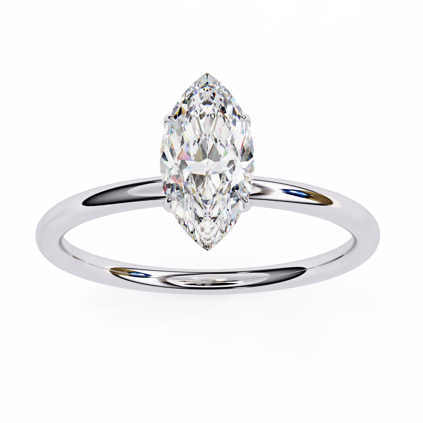 Lab Grown Marquise Cut Diamond prong set Solitaire Ring