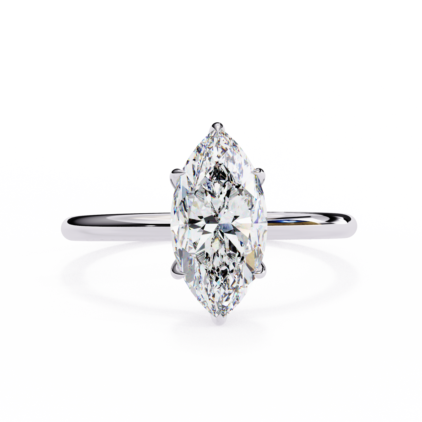 Lab Grown Marquise Cut Diamond prong set Solitaire Ring