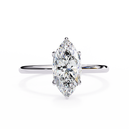 Lab Grown Marquise Cut Diamond prong set Solitaire Ring