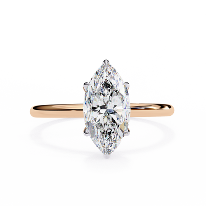 Lab Grown Marquise Cut Diamond prong set Solitaire Ring