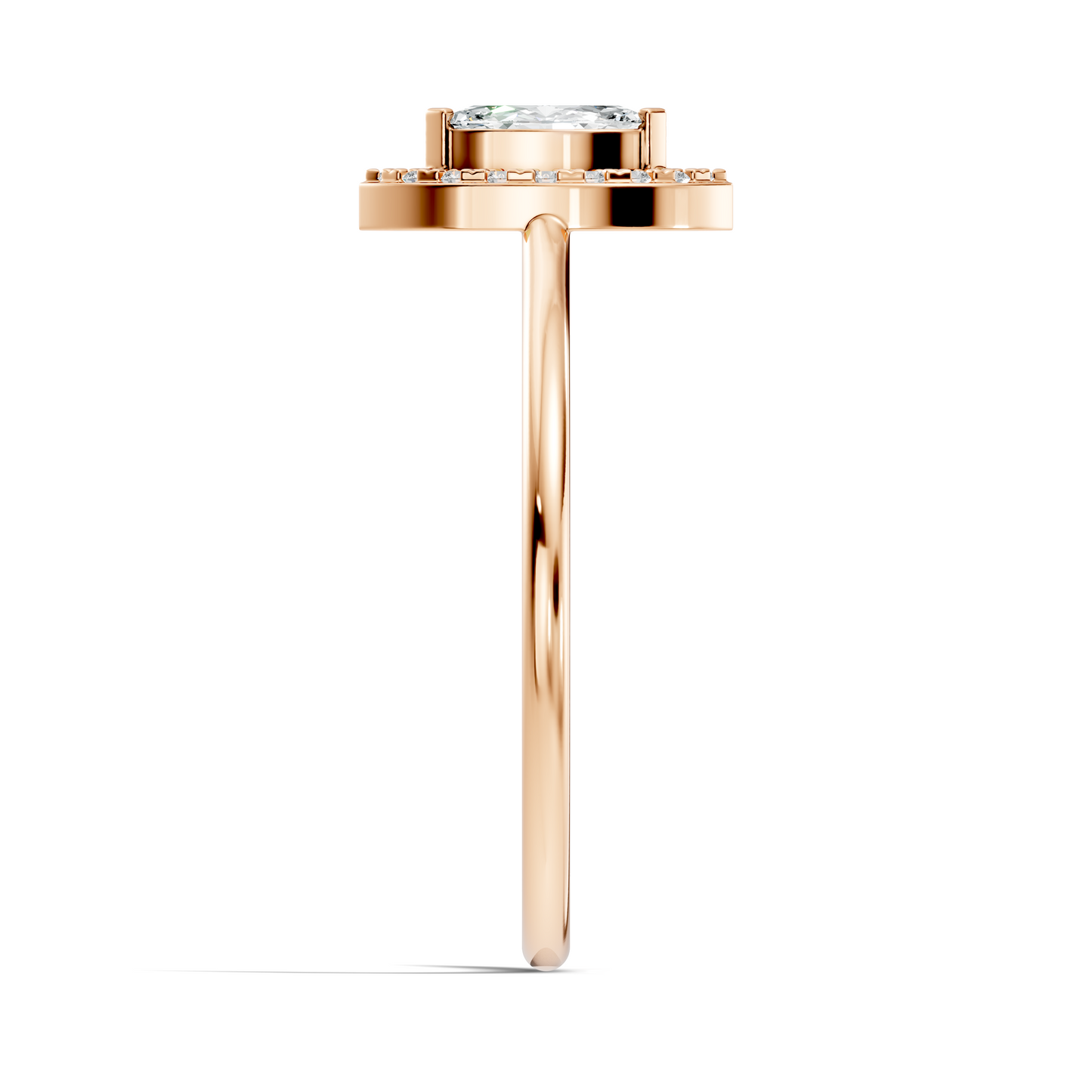 Lab Grown Marquise Diamond Halo Solitaire Ring