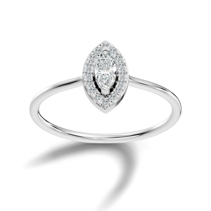 Lab Grown Marquise Diamond Halo Solitaire Ring
