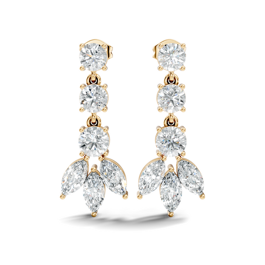 4.60 CT Round And Marquise Cut Diamond Unique Elegant Prong Set Cluster Stunning Dainty Drop Earring For Women's - HIGHCARAT DIAMONDS