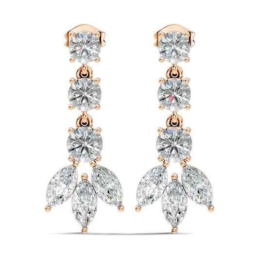 4.60 CT Round And Marquise Cut Diamond Unique Elegant Prong Set Cluster Stunning Dainty Drop Earring For Women's - HIGHCARAT DIAMONDS
