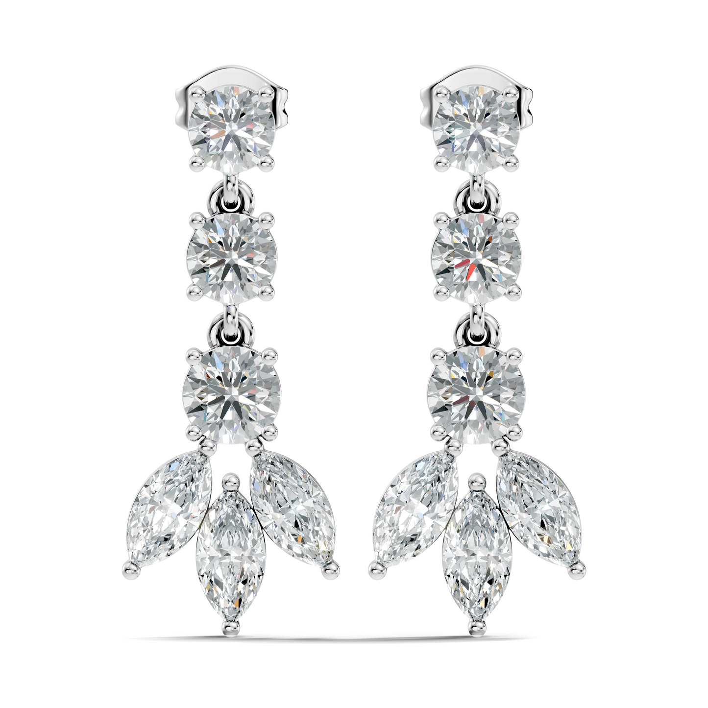 4.60 CT Round And Marquise Cut Diamond Unique Elegant Prong Set Cluster Stunning Dainty Drop Earring For Women's - HIGHCARAT DIAMONDS