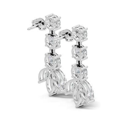 4.60 CT Round And Marquise Cut Diamond Unique Elegant Prong Set Cluster Stunning Dainty Drop Earring For Women's - HIGHCARAT DIAMONDS
