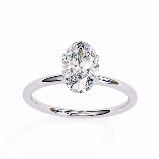 Lab Grown Oval Cut Diamond Solitaire Ring with polished band design