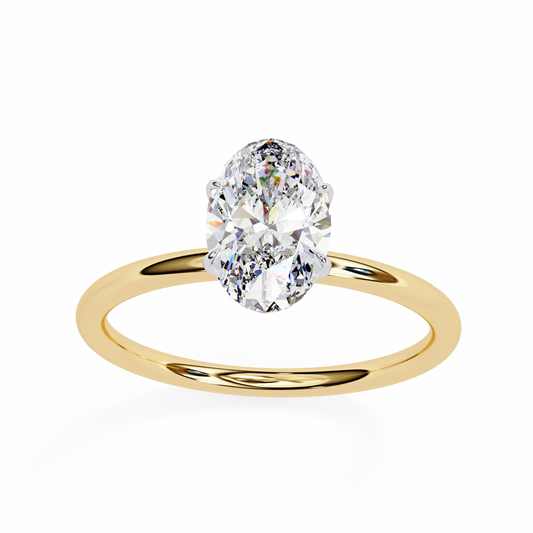 Solitaire Ring featuring oval cut lab grown diamond center stone