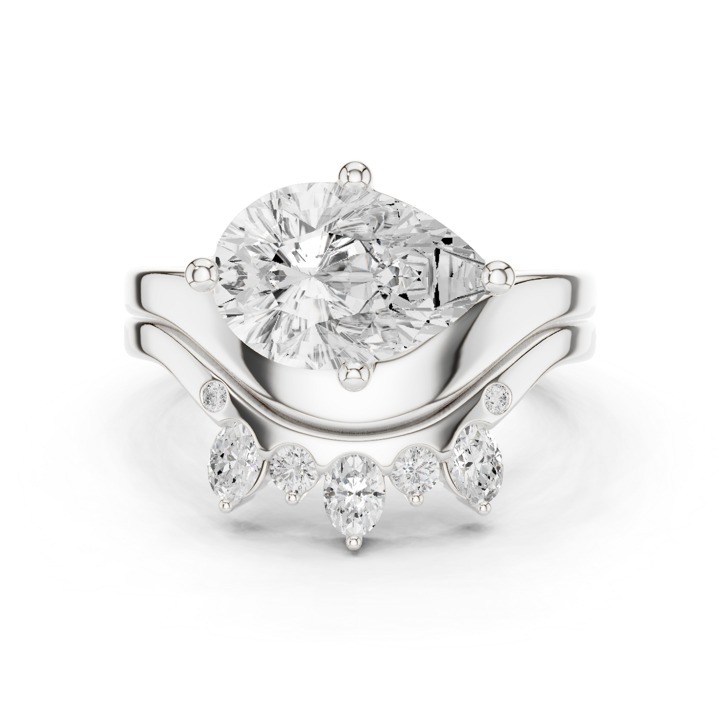Pear, Oval & Round Cut Lab Grown Diamond Ethically Dainty Elegance Diamond Ring for Women Anniversary Gift - HIGHCARAT DIAMONDS