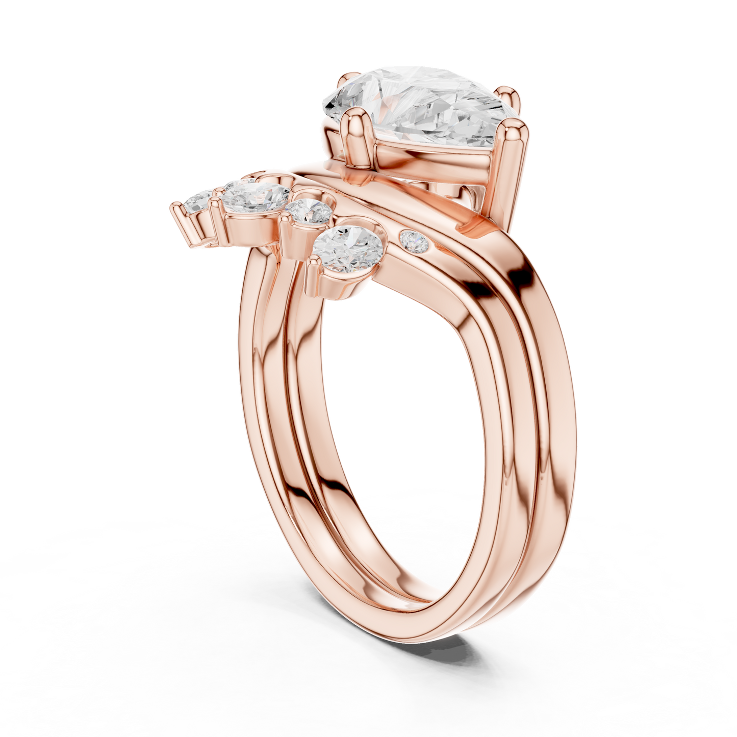 Pear, Oval & Round Cut Lab Grown Diamond Ethically Dainty Elegance Diamond Ring for Women Anniversary Gift - HIGHCARAT DIAMONDS