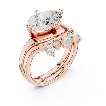 Pear, Oval & Round Cut Lab Grown Diamond Ethically Dainty Elegance Diamond Ring for Women Anniversary Gift - HIGHCARAT DIAMONDS