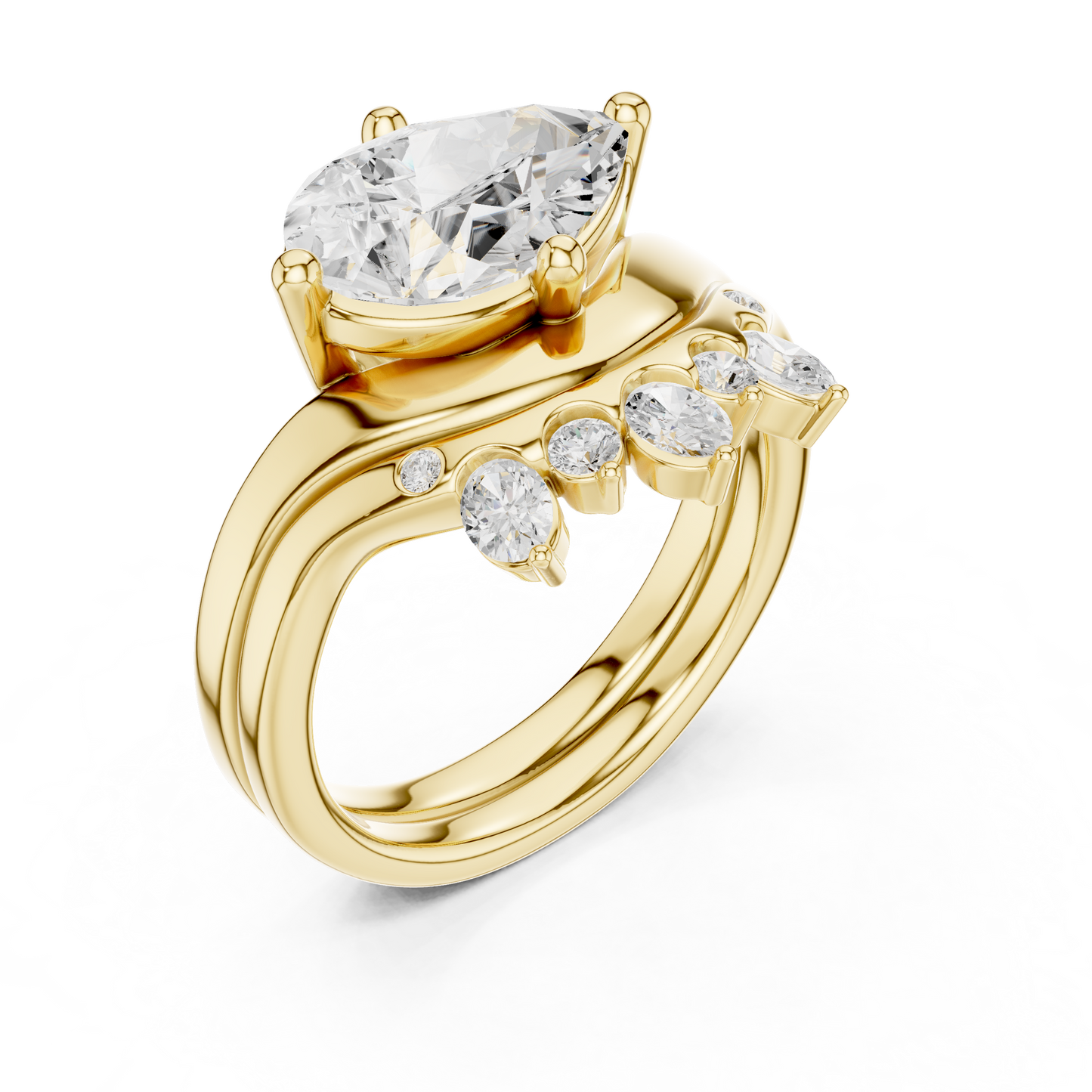 Pear, Oval & Round Cut Lab Grown Diamond Ethically Dainty Elegance Diamond Ring for Women Anniversary Gift - HIGHCARAT DIAMONDS