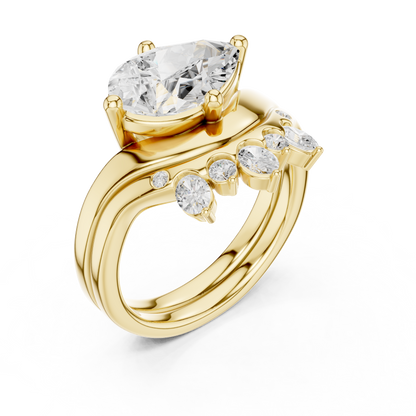 Pear, Oval & Round Cut Lab Grown Diamond Ethically Dainty Elegance Diamond Ring for Women Anniversary Gift - HIGHCARAT DIAMONDS