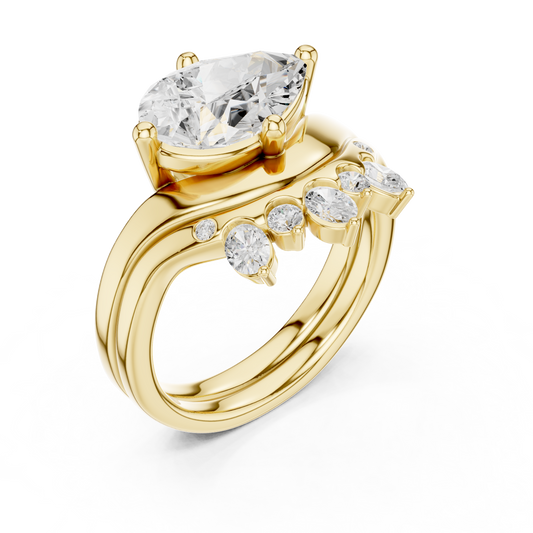 Pear, Oval & Round Cut Lab Grown Diamond Ethically Dainty Elegance Diamond Ring for Women Anniversary Gift - HIGHCARAT DIAMONDS