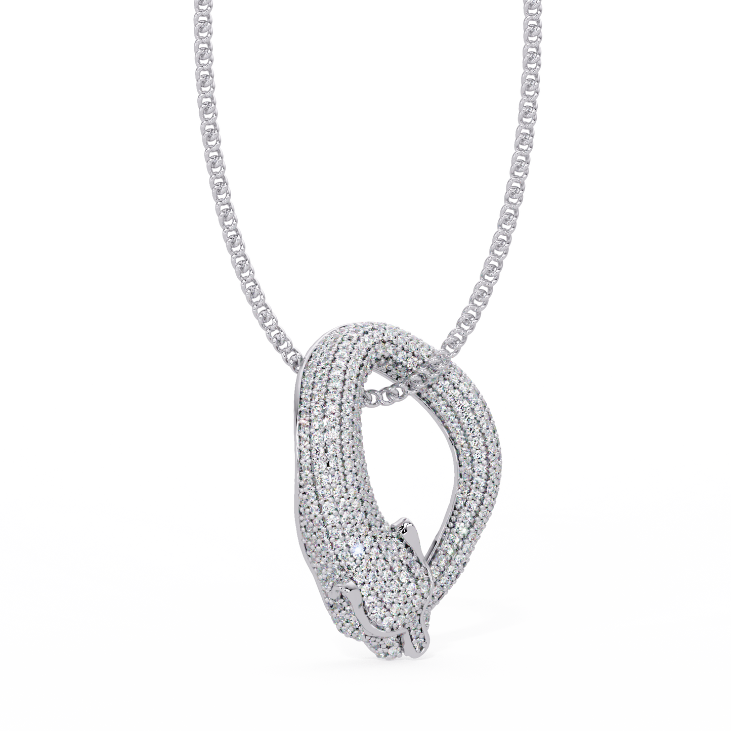 Lab Grown Panther Head Open Cuff Diamond Pendant - HIGHCARAT DIAMONDS