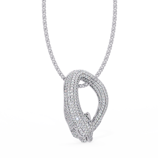 Lab Grown Panther Head Open Cuff Diamond Pendant - HIGHCARAT DIAMONDS