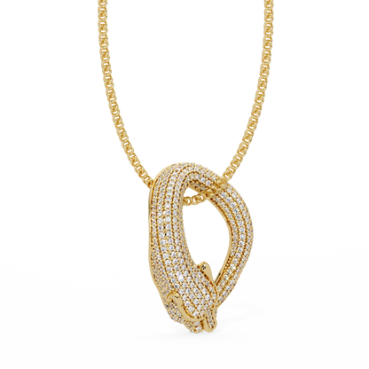 Lab Grown Panther Head Open Cuff Diamond Pendant - HIGHCARAT DIAMONDS