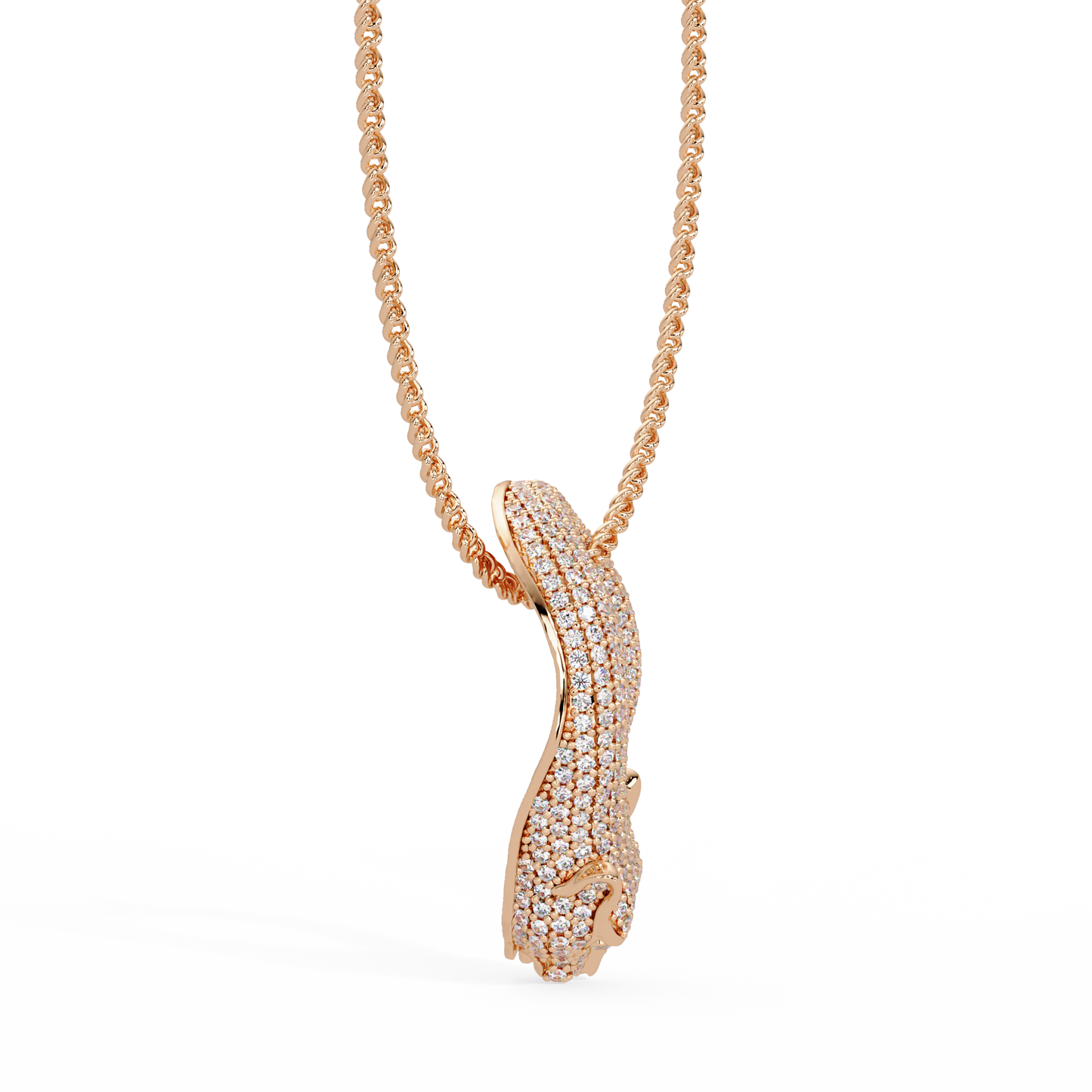 Lab Grown Panther Head Open Cuff Diamond Pendant - HIGHCARAT DIAMONDS