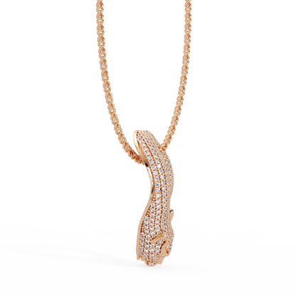 Lab Grown Panther Head Open Cuff Diamond Pendant - HIGHCARAT DIAMONDS
