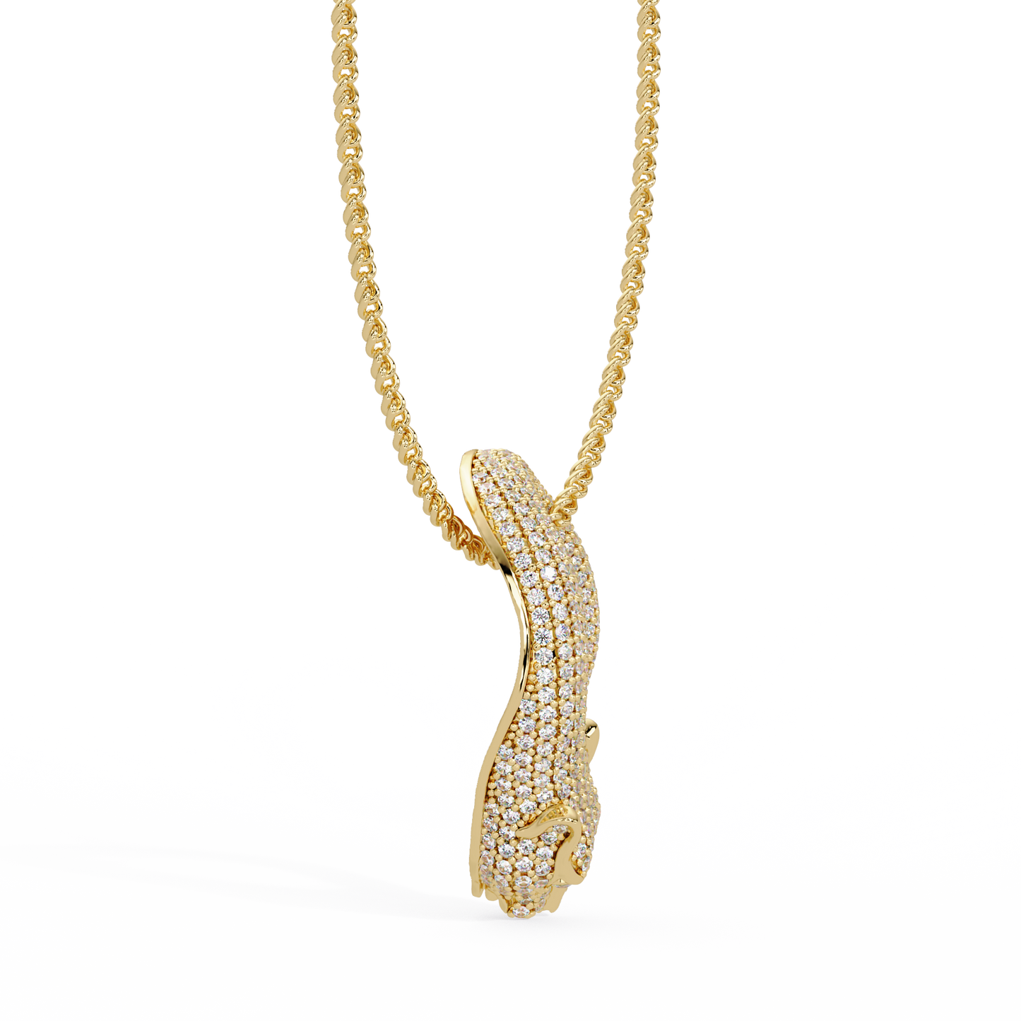 Lab Grown Panther Head Open Cuff Diamond Pendant - HIGHCARAT DIAMONDS