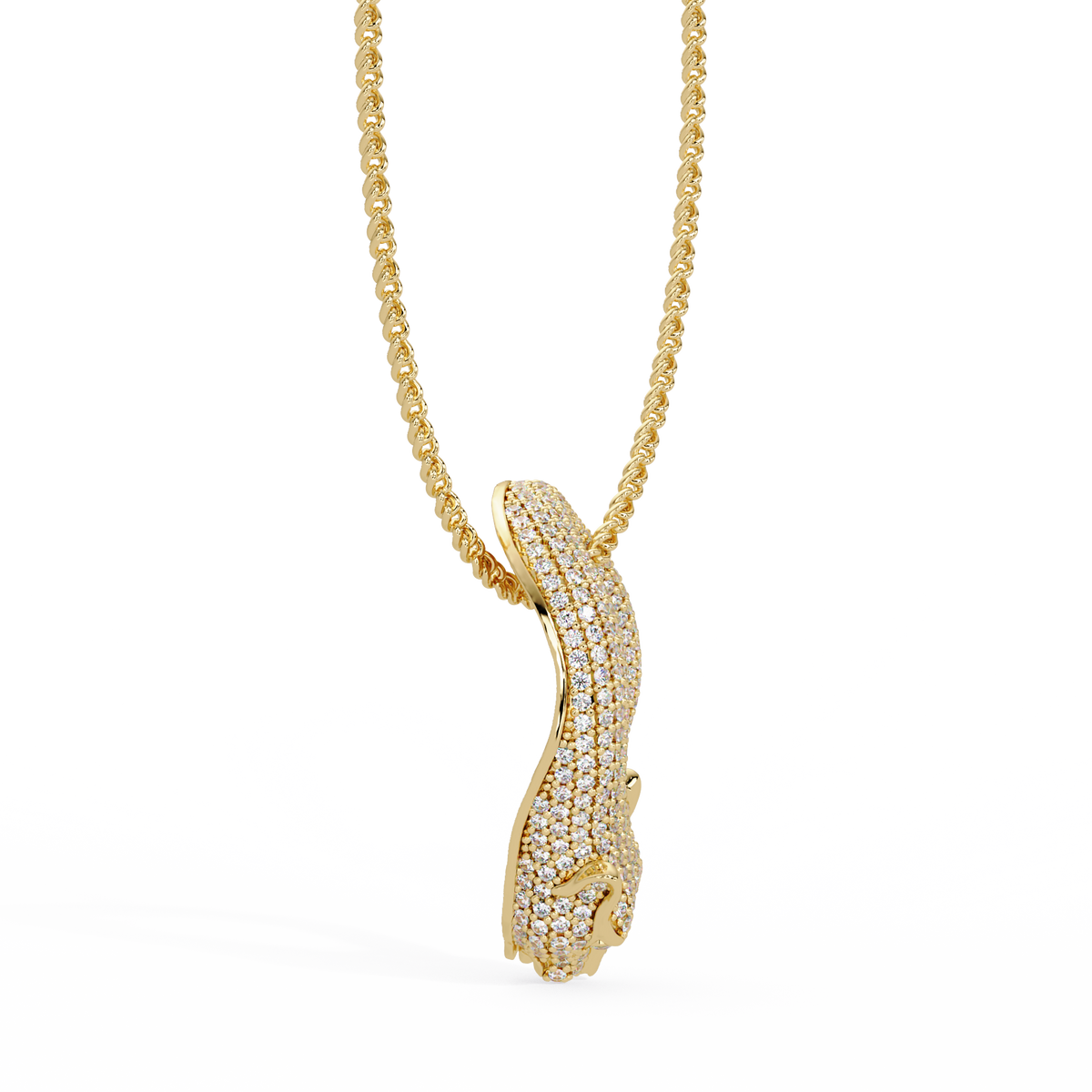 Lab Grown Panther Head Open Cuff Diamond Pendant - HIGHCARAT DIAMONDS