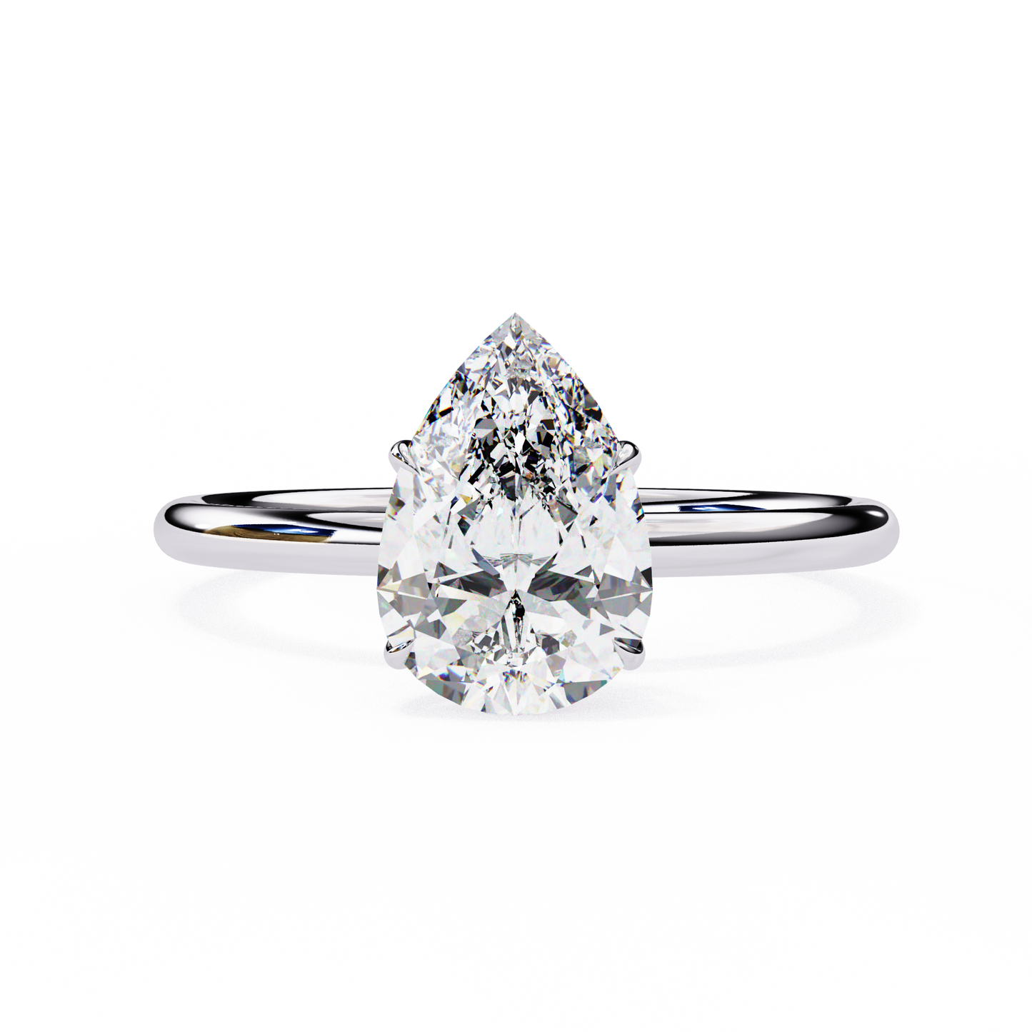 Lab Grown Pear Cut Diamond Solitaire Engagement Ring
