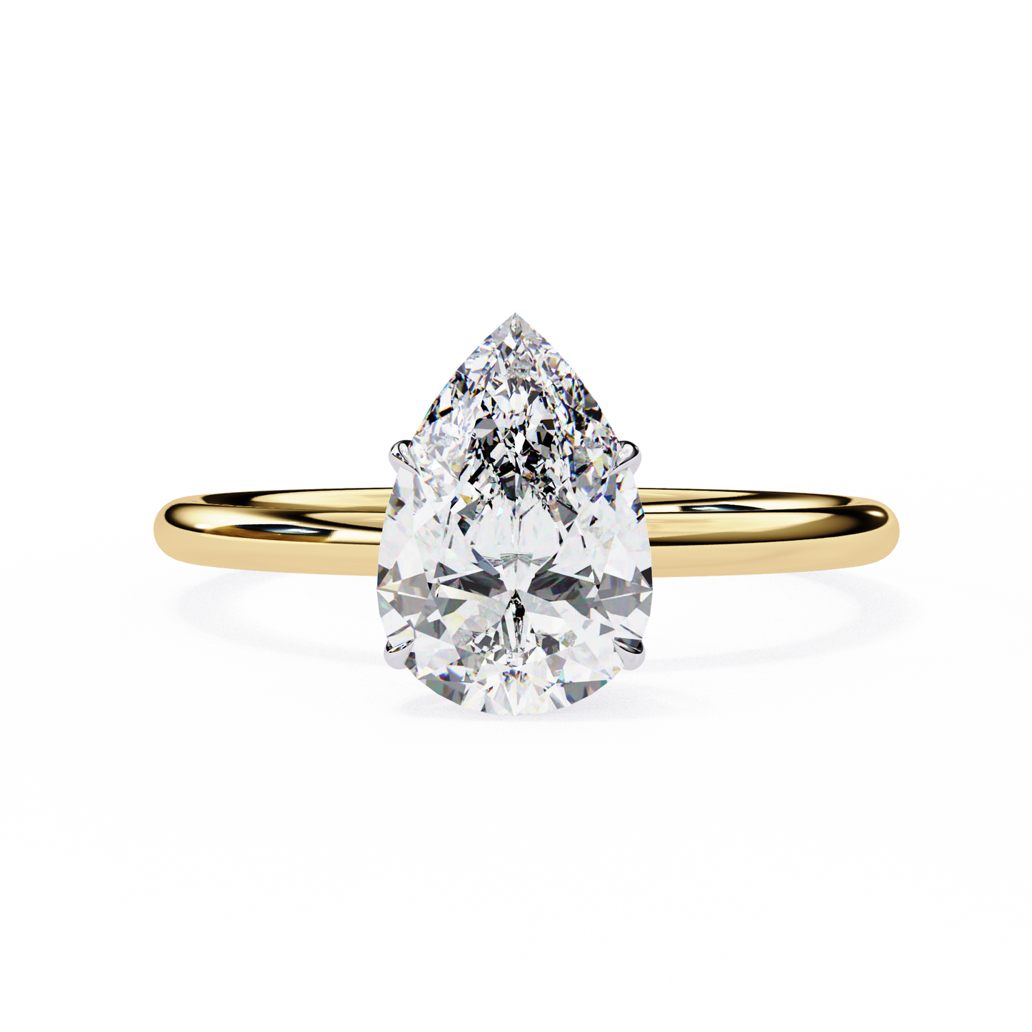 Lab Grown Pear Cut Diamond Solitaire Engagement Ring