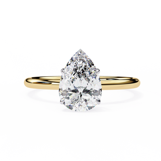 Lab Grown Pear Cut Diamond Solitaire Engagement Ring