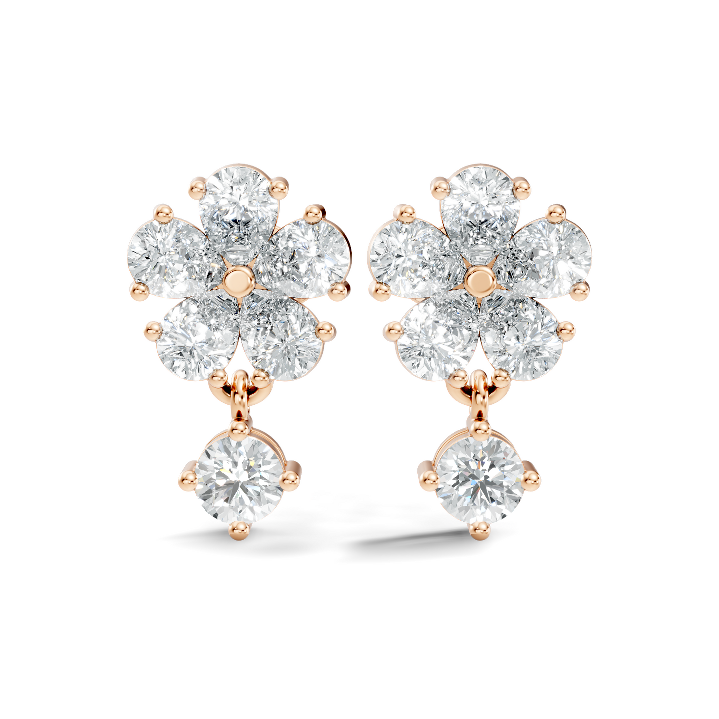 2.44 Ct Round & Pear Shape Lab Grown Diamond New Vintage Elegance Studs Diamond Earring For her - HIGHCARAT DIAMONDS
