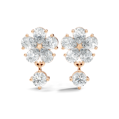 2.44 Ct Round & Pear Shape Lab Grown Diamond New Vintage Elegance Studs Diamond Earring For her - HIGHCARAT DIAMONDS