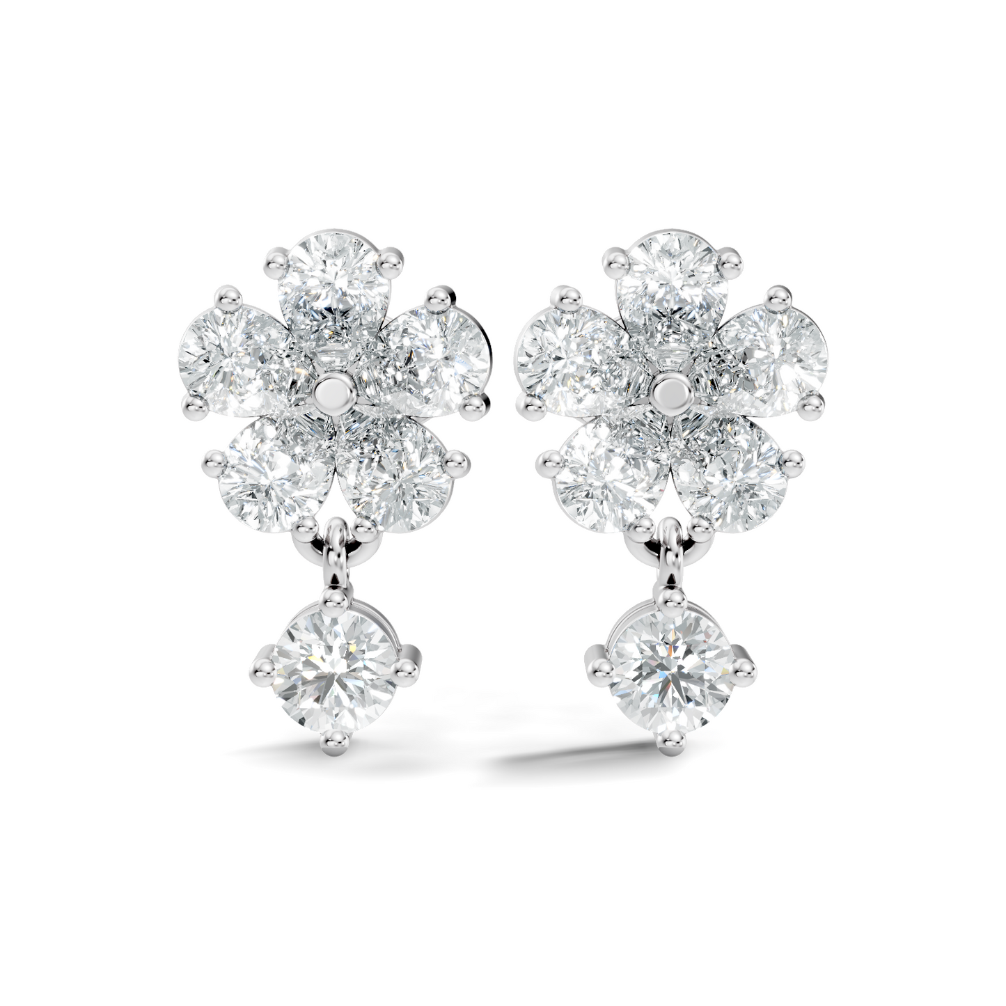 2.44 Ct Round & Pear Shape Lab Grown Diamond New Vintage Elegance Studs Diamond Earring For her - HIGHCARAT DIAMONDS