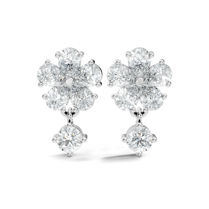 2.44 Ct Round & Pear Shape Lab Grown Diamond New Vintage Elegance Studs Diamond Earring For her - HIGHCARAT DIAMONDS